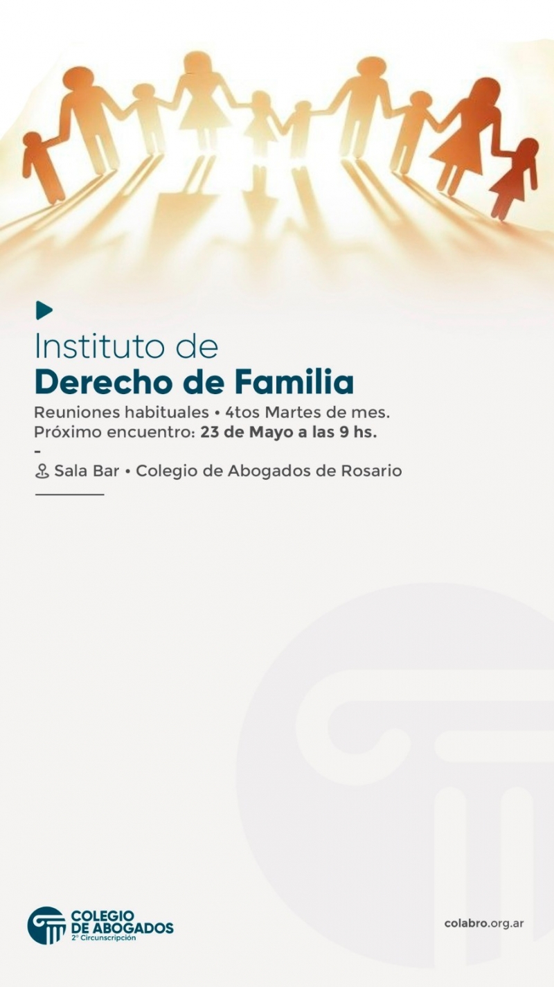 Instituto de Derecho de Familia - Próxima reunión 23/05/2023